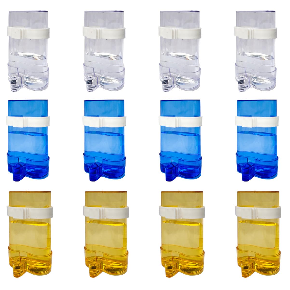 Mangeoire à Oiseaux pour Cage Distributeur Automatique Eau et Nourriture, Installation Facile, Plastique, Bleu, Lot de 12