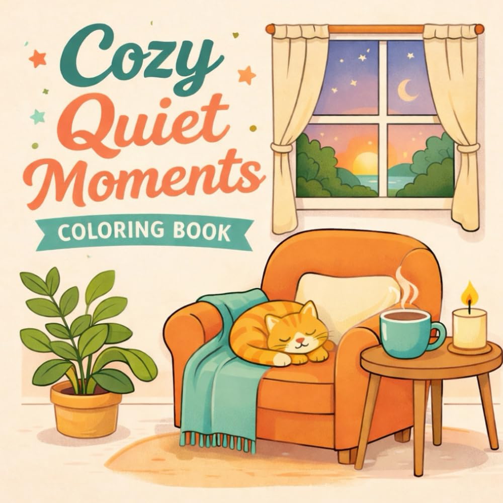 Cozy Quiet Moments Coloring Book: Relaxing Coloring Pages for Stress Relief and Mindful Calm