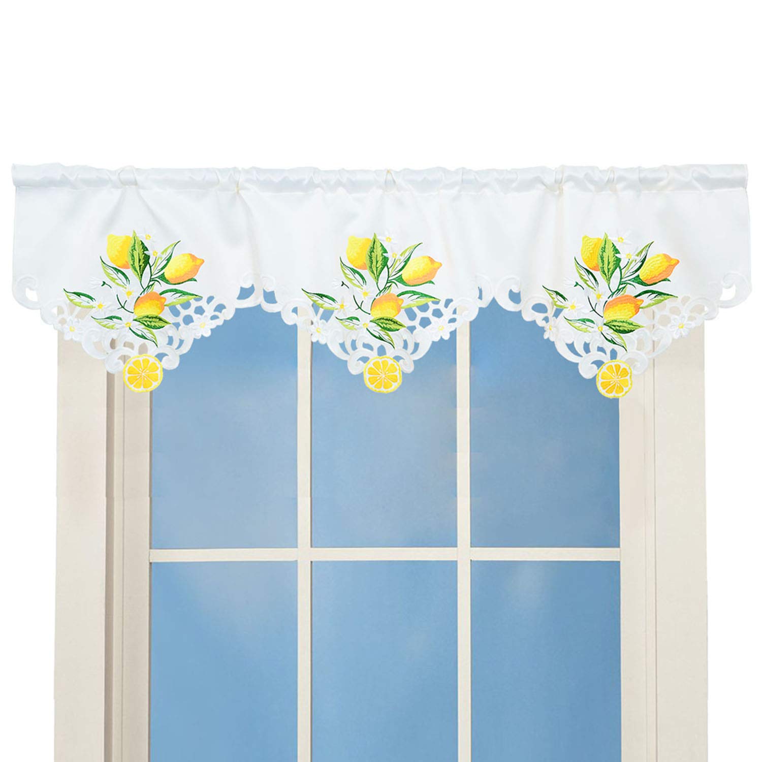 Simhomsen Embroidered Curtain Valance W 58 ร L 14 Inches, Spring and Summer Kitchen Window Decorations (Lemmon) โ image 1