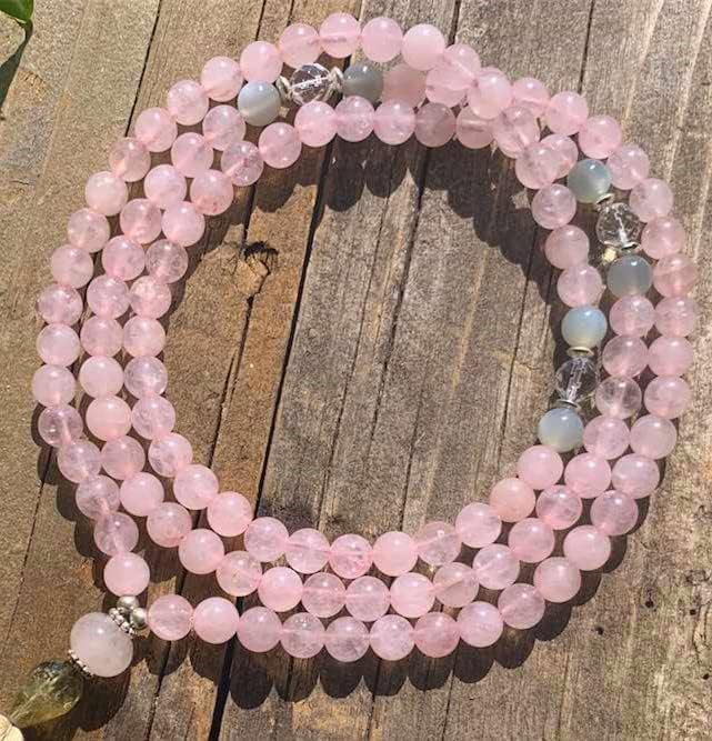 Vista 5 de Zenkeeper 108 cuentas de cuarzo rosa para fabricación de joyas, cuentas redondas de 516 de pulgada (0.315 in), piedras preciosas de cuarzo rosa