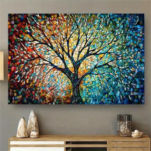 Arbre de vie toile peinte pour habiller un mur vide de salon 30x40