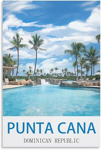 HeyBox Punta Cana - Póster de viaje vintage de República Dominicana, 12 x 18 pulgadas, impresiones en lienzo, pinturas artísticas de pared para
