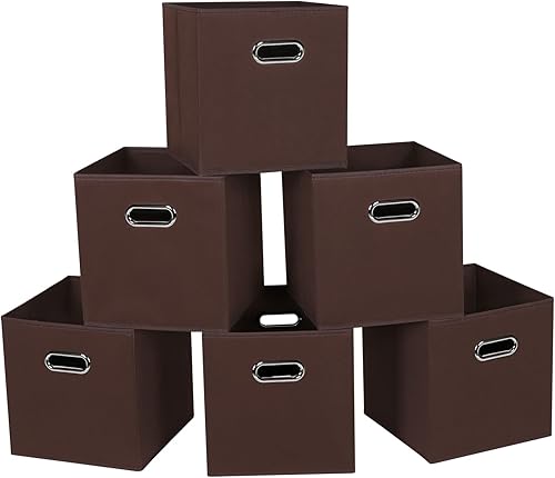 Vista 27 de Contenedores de Almacenamiento de Tela, Organizadores de Cubos de Tela con Asas Dobles, Cestas de Almacenamiento de Cubos Plegables para el Hogar