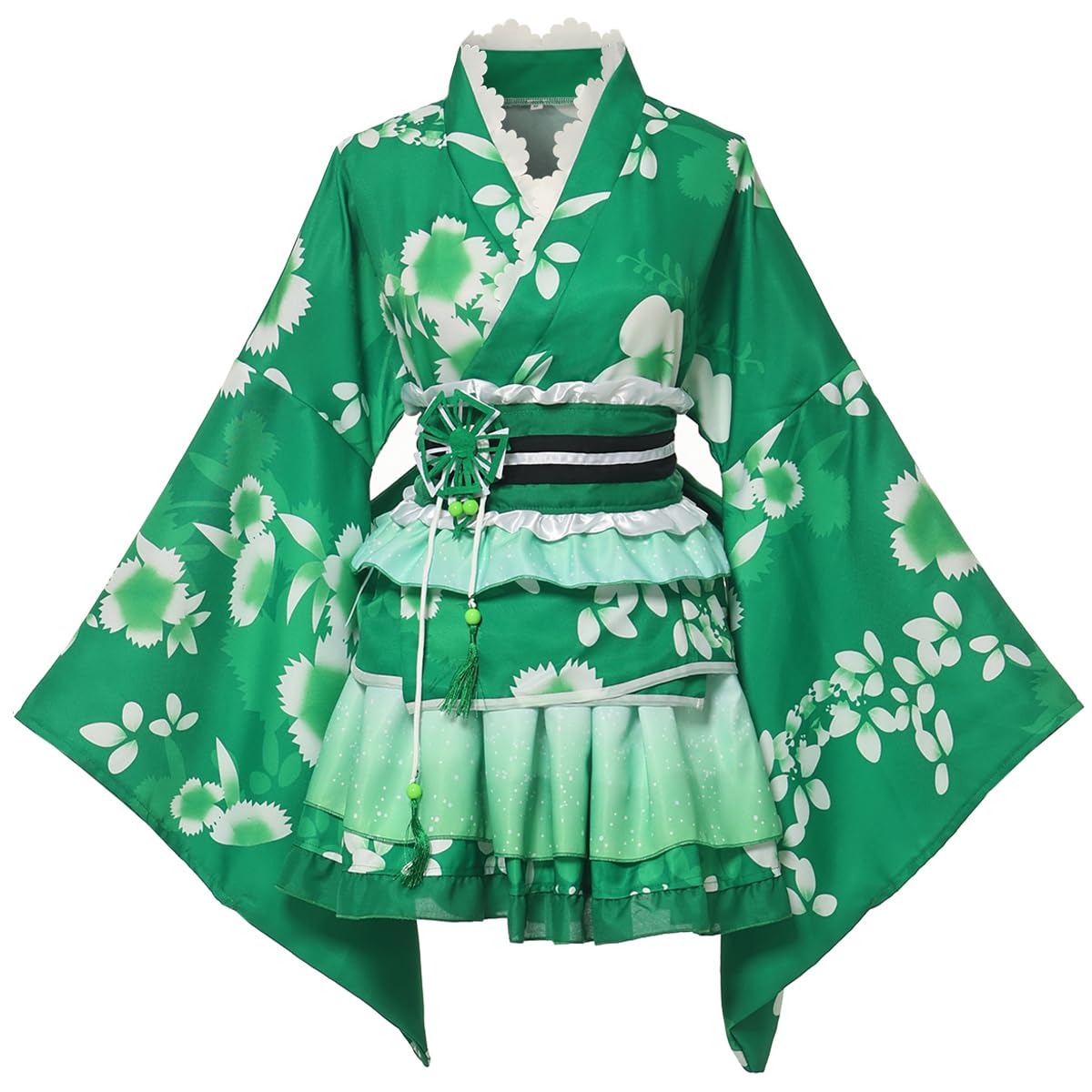 GRACEART Japanese Kimono Anime Cosplay Costume Halloween Fancy Dress Cherry Blossoms Pattern Robe with Frill Skirt for Girls and Women
