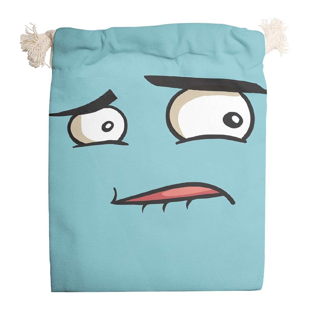 Knowikonwn 1 for 6 Unwilling Face Drawstring Storage Bags Washable Toy Bags Suit for Thanksgiving Birthday Gift Wrap Bags - Funny Expression Design Print white6 20 * 25cm