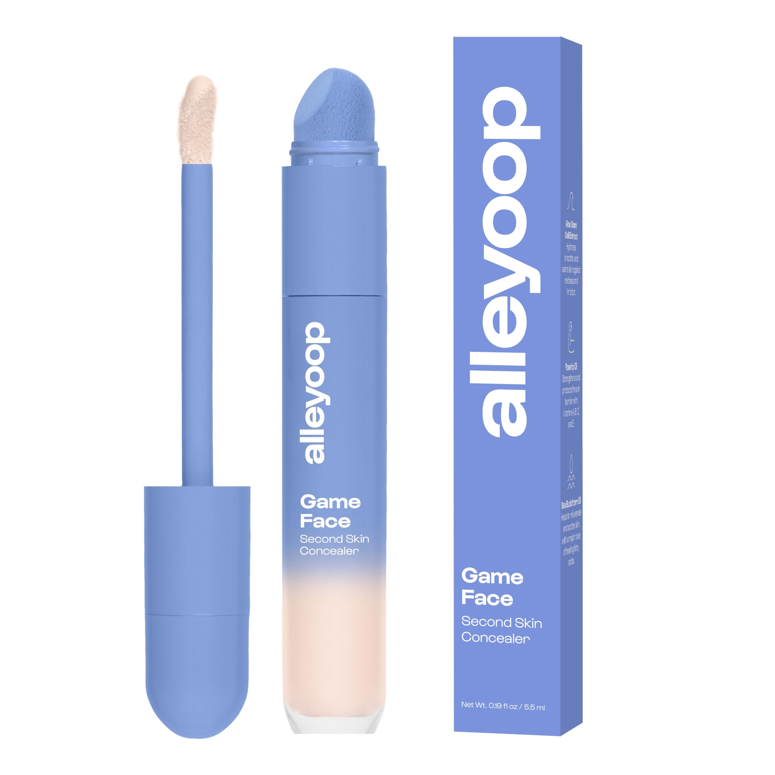 Alleyoop Game Face Makeup Concealer - Lightweight, Buildable Under Eye Concealer for Dark Circles, Hydrating Cream Formula for Women with Aloe Stem