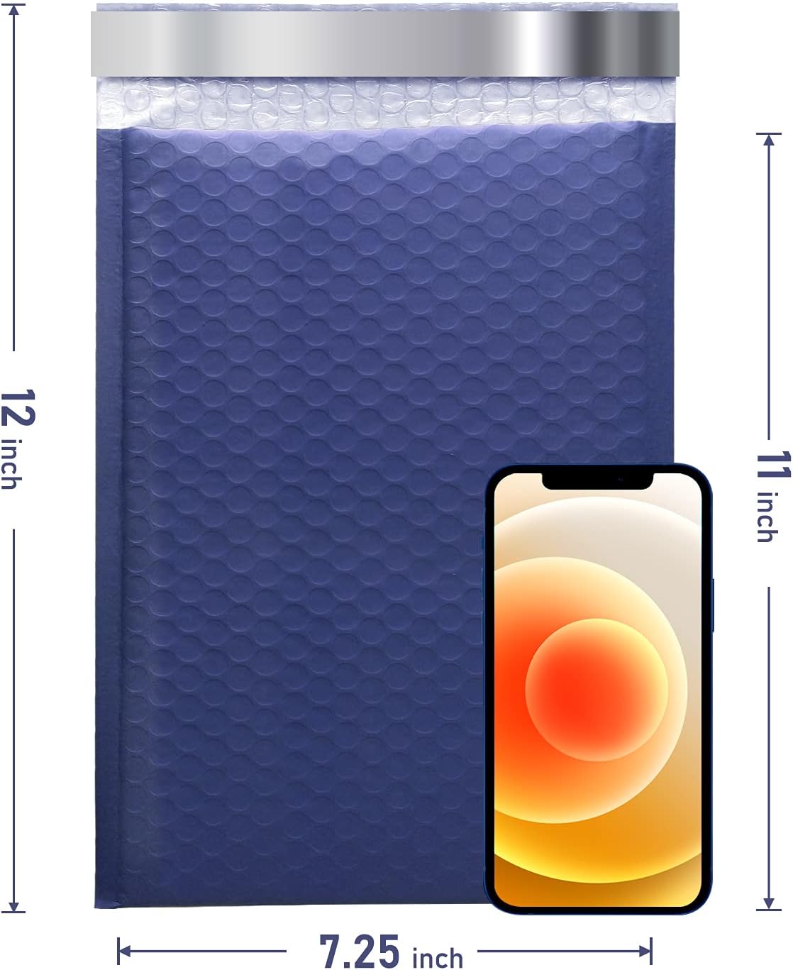 TOMVYTER 7.25x12 Inch Poly Bubble Mailers #1 Padded Envelopes Bulk, 25pcs Self Seal Mailing Envelopes Bubble Padded Mailers(Navy Blue, Matte, Inside Size: 7.25x11")