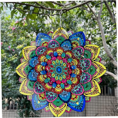 Hilanderos de viento al aire libre con reflejo 3D y estructura de mandala resistente 5