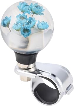 Abfer Flower Steering Wheel Spinner Knob for Car Suicide Assist Knobs Brody Ball Fit Most Mowers, Forklifts, Tractors, Boats Blue