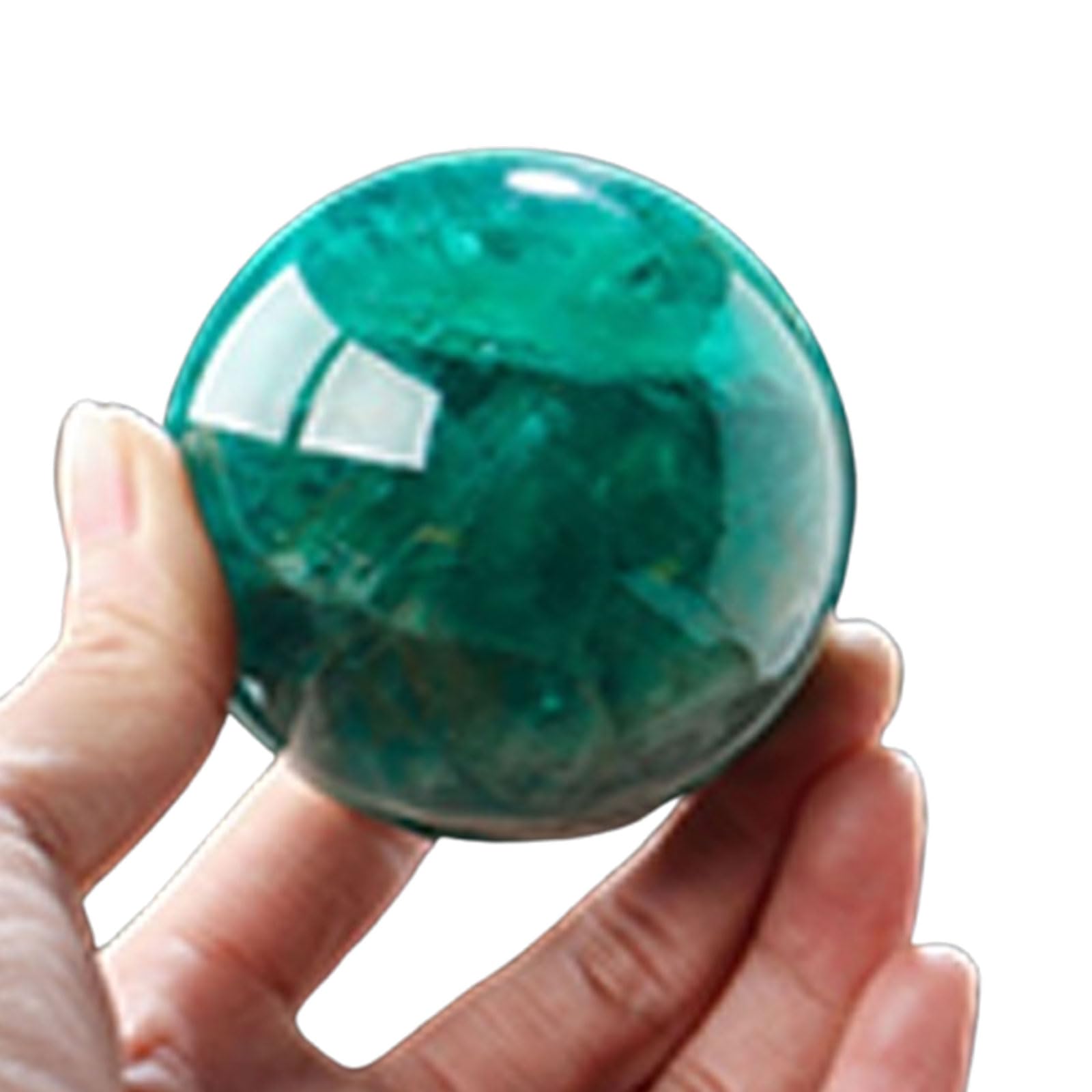 QWZTAEOZA Crystal Ball Green Fluorite with Wood Stand Polished Gemstone Spheres Sculpture Figurine for Divination & Feng Shui,75mm