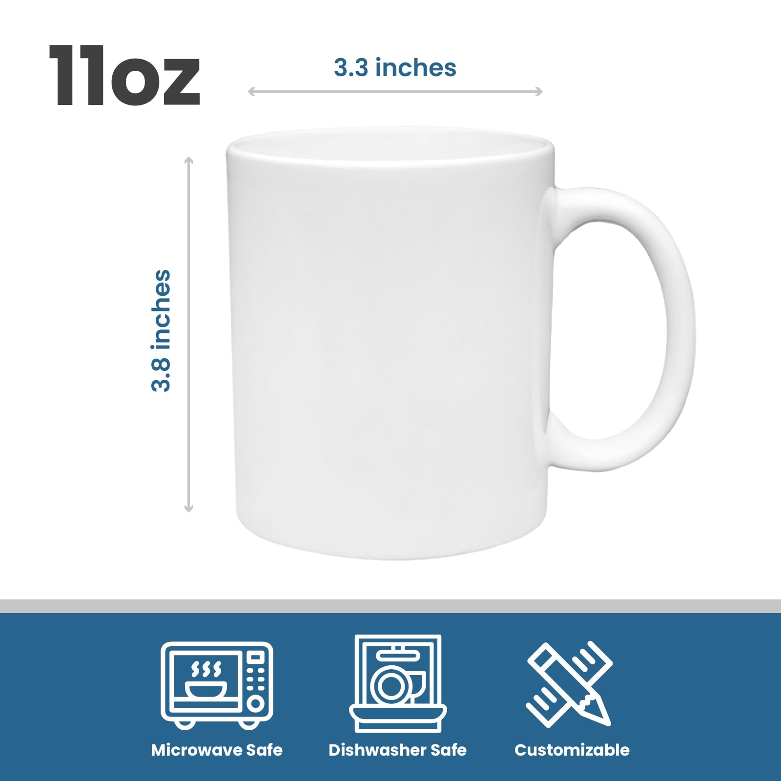 Tazas de café de cerámica de sublimación en blanco de 11 onzas con espuma de poliestireno protectora, paquete de 12 tazas de sublimación en blanco, 12 unidades