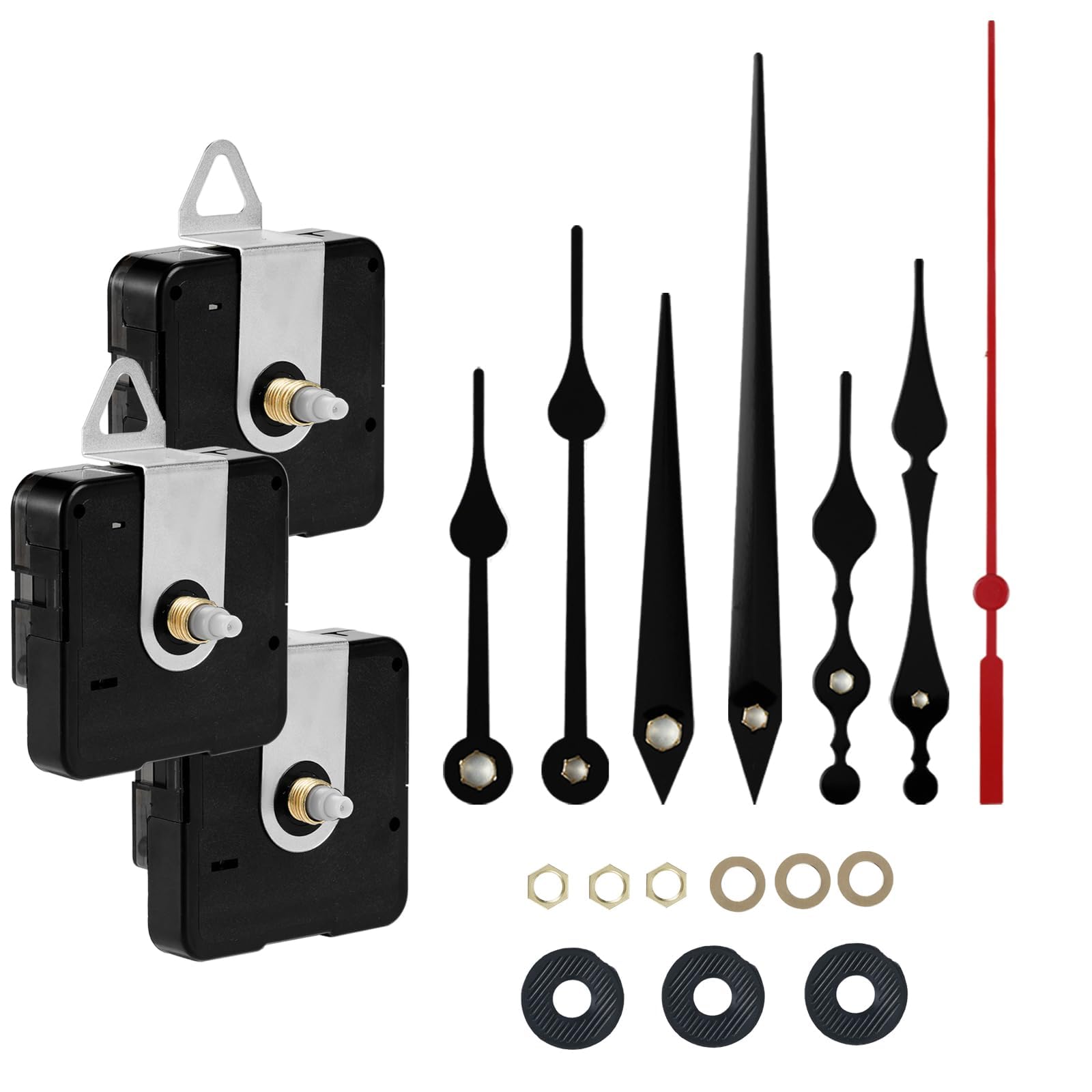 Photo 1 of Roymnie 3Pcs Clock Mechanism Replacement Battery Operated Silent Clocks Kit Include Clock Hands DIY Repair Parts Shaft Length 12mm(15/32 Inches), 16mm(20/32 inches) and 22mm(29/32 inches)