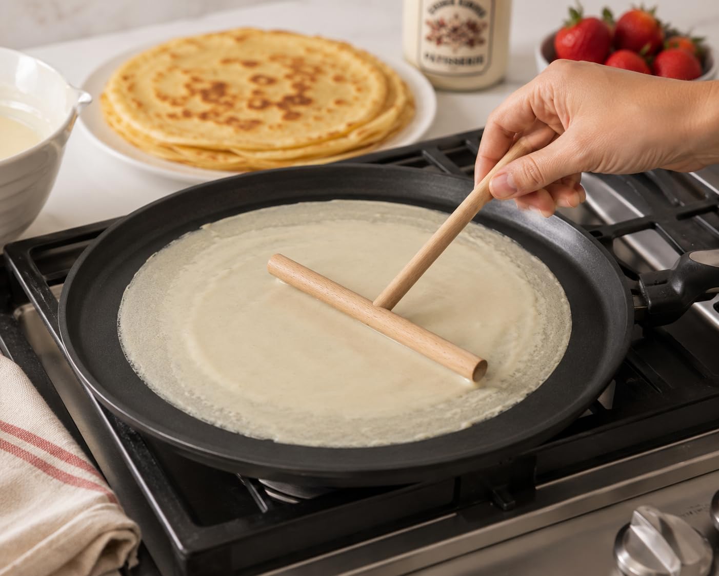 Bisetti - Set per pizza e crepe, grande, in legno