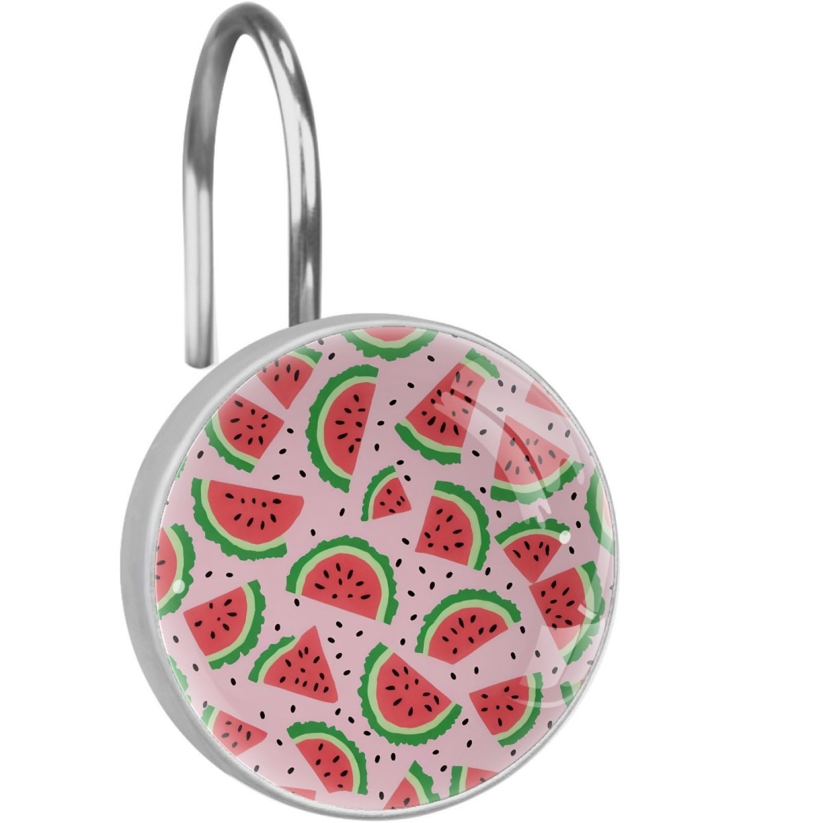 VAPOKF Decorative Shower Curtain Hooks, Watermelons Rustproof Stainless Steel Shower Curtain Rings for Bathroom, Shower Curtain Hangers for Shower Rod, 12 Pack