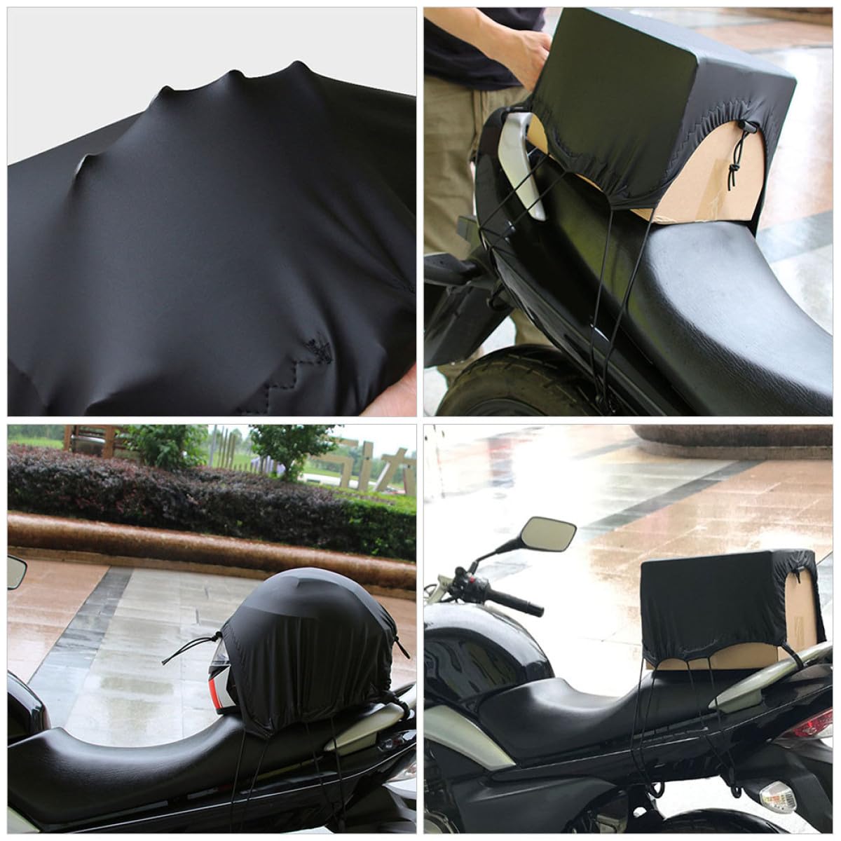 Outanaya Copertura Elastica per Bagagli da Moto Rete Elastica e Ganci, Tessuto Resistente Nero per Ciclismo e Scooter, Protezione Sicura Casco e Piccoli Oggetti