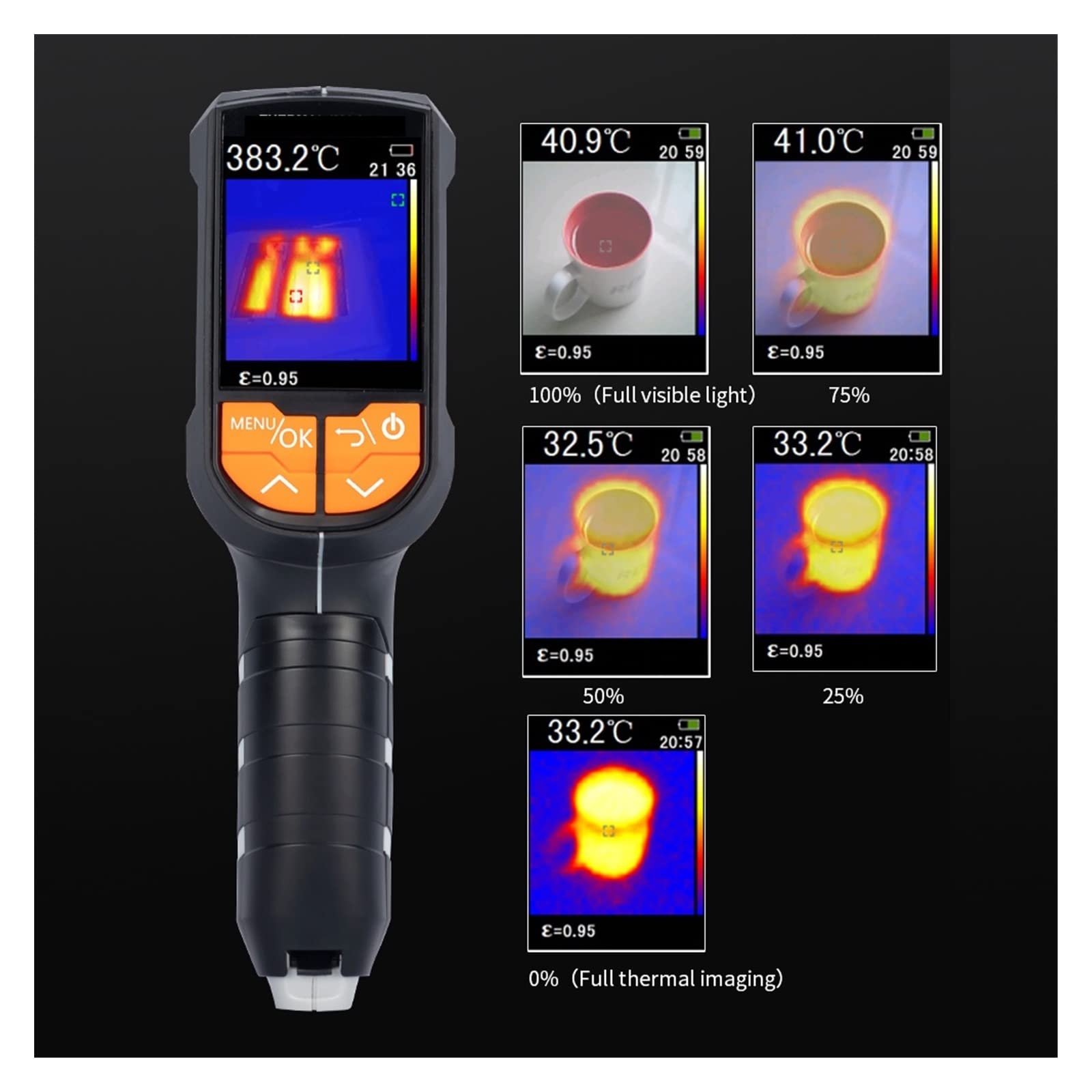 Kamera termowizyjna, Pixel Infrared Sensors Przenośna kamera termowizyjna 2.4-calowy kolorowy wyświetlacz LCD 240 * 320 Rozdzielczość Clear Definition Imaging Camera
