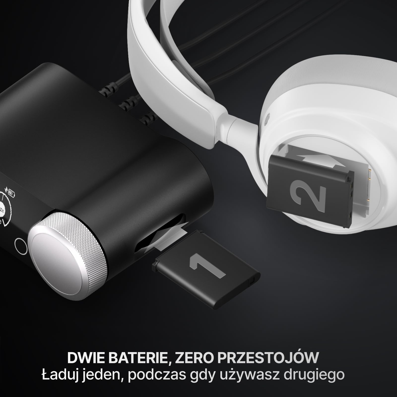 SteelSeries Arctis Nova Pro Omni – Bezprzewodowy dźwięk Hi‑Res, 96kHz/24bit, ANC, mikrofon ClearCast Pro, redukcja szumów AI, aplikacja mobilna, Mix 2,4GHz + BT, OmniPlay PC+PlayStation+Xbox – Biały