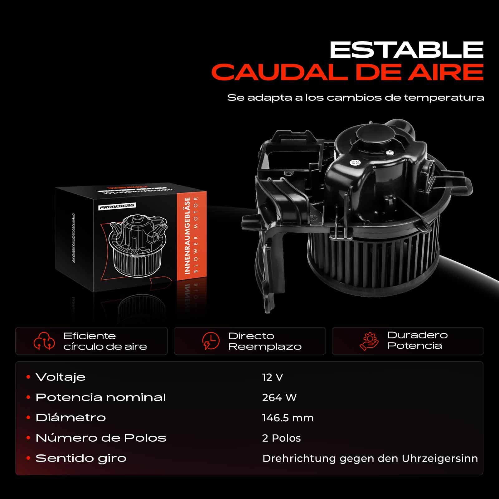 Frankberg Motor del ventilador interior | Compatible con: Clio II BB CB, Thalia II LU, Thalia I LB, Clio II caja/hatchback SB0/1/2