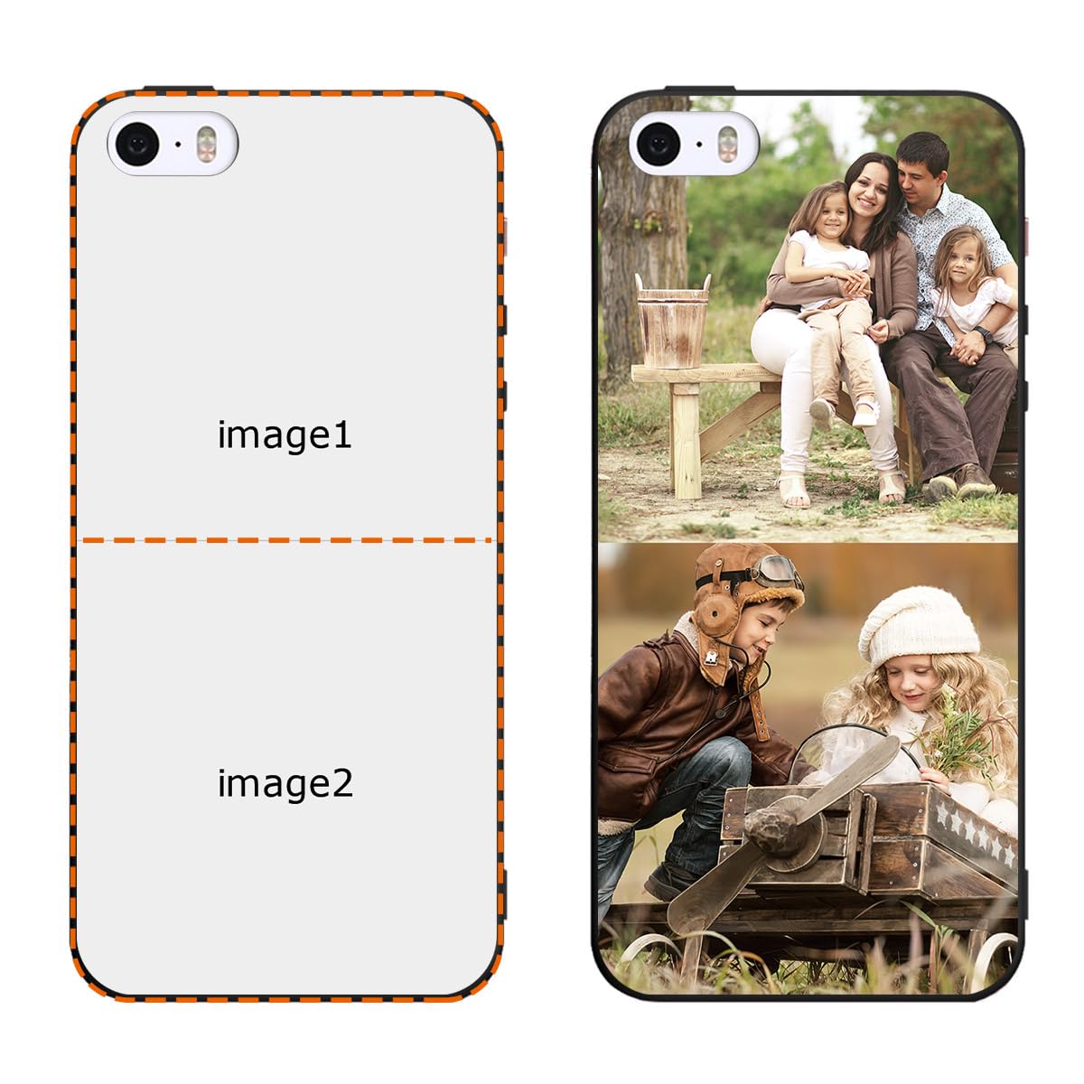 Klsify Custom Multiple Photos Phone Case for iPhone 5/5s/SE 2016/SE 1st Gen 4" Customized Personalized Image Text Picture Shockproof Black Soft Cover