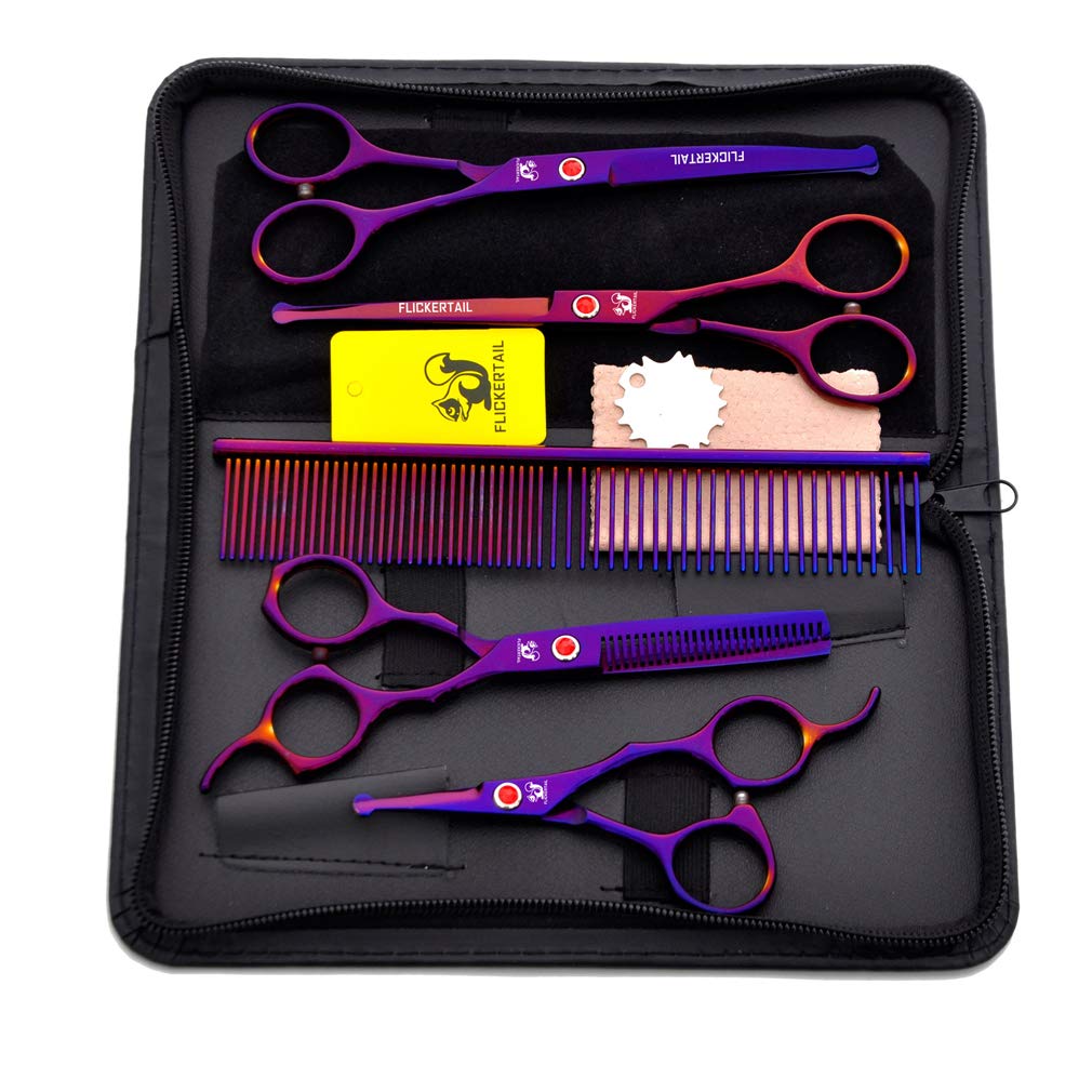 4,5-6,5 Pollici Pet Grooming Forbici Kit, Professionista di Capelli Pet Forbici Set 5Pcs in Acciaio Inox Pet Trimmer Kit, per Pet, Sicurezza Punta Tonda