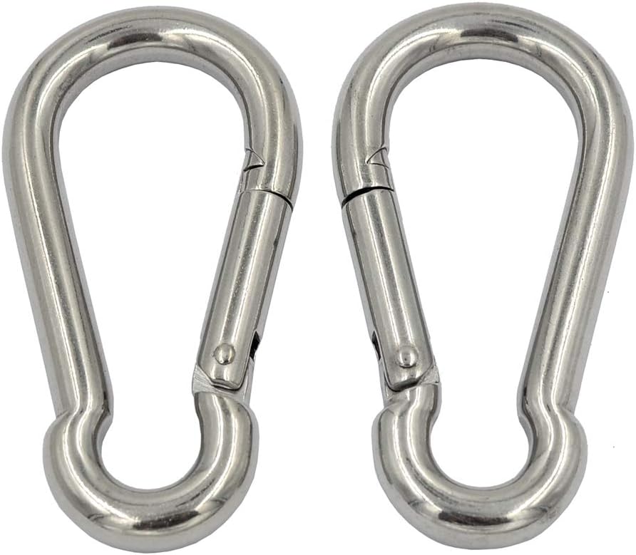 DGOL 2pcs 4 inch M10 Loading 650 lbs 304 Stainless Steel Outdoor Quick Link Clips Spring Hook Carabiner Fastener