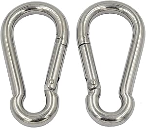 DGOL 2pcs 4 inch M10 Loading 650 lbs 304 Stainless Steel Outdoor Quick Link Clips Spring Hook Carabiner Fastener