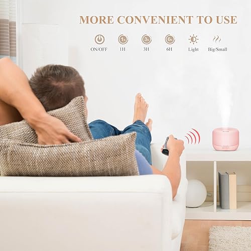 Miniatura 26 de Homeweeks Difusor de aceite esencial, difusor silencioso de aromaterapia para aceites esenciales, difusor de aceite ultrasónico de grano de madera