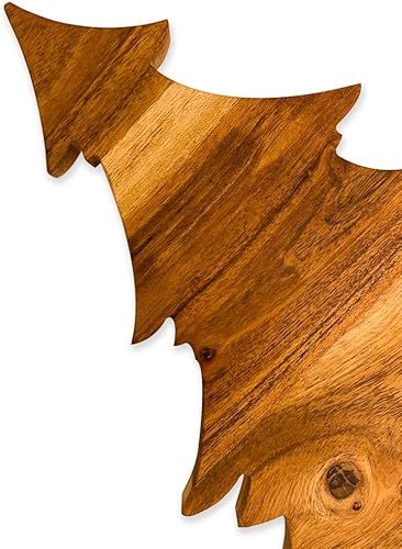 Miniatura 3 de Affinity Decor Plato orgánico de acacia para cortar charcutería para cortar queso y verduras (tabla de árbol de Navidad con hojas de 13 pulgadas de