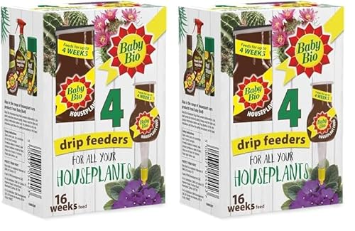 Baby Bio Houseplant Drip Feeders, 4 x 40ml - Ready To Use House Plant Food - Easy Care Fertiliser for Supporting Healthy Growth and Vibrant Blooms - Automatic Plant Feeder (Pack of 2)