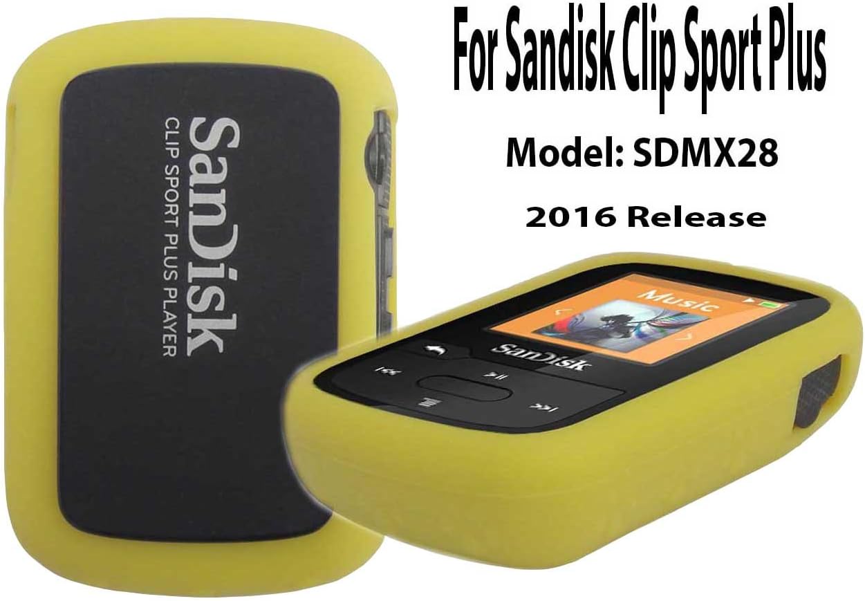 Silicone Case For SanDisk Clip Sport Plus Bluetooth MP3 Player (Model SDMX28) 2016 Release, Yellow
