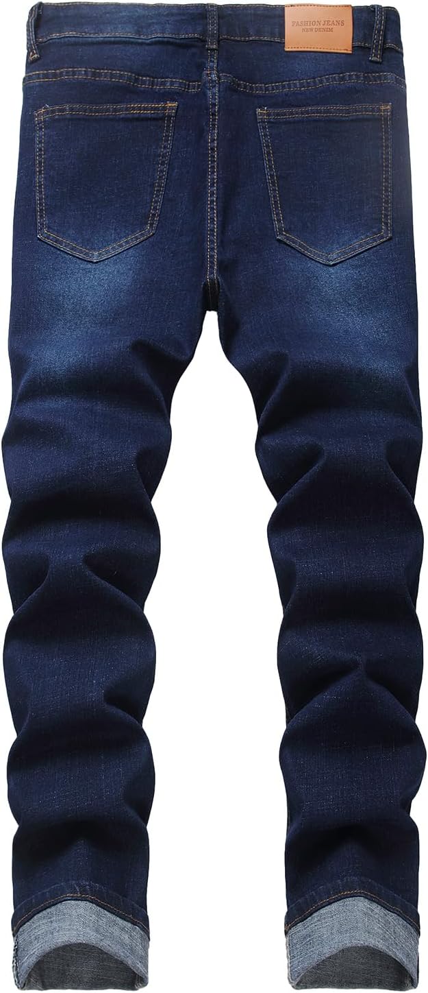 Men's Slim Fit Stretch Jean Blue Or Black Comfortable Soft Ripped Pants Demin