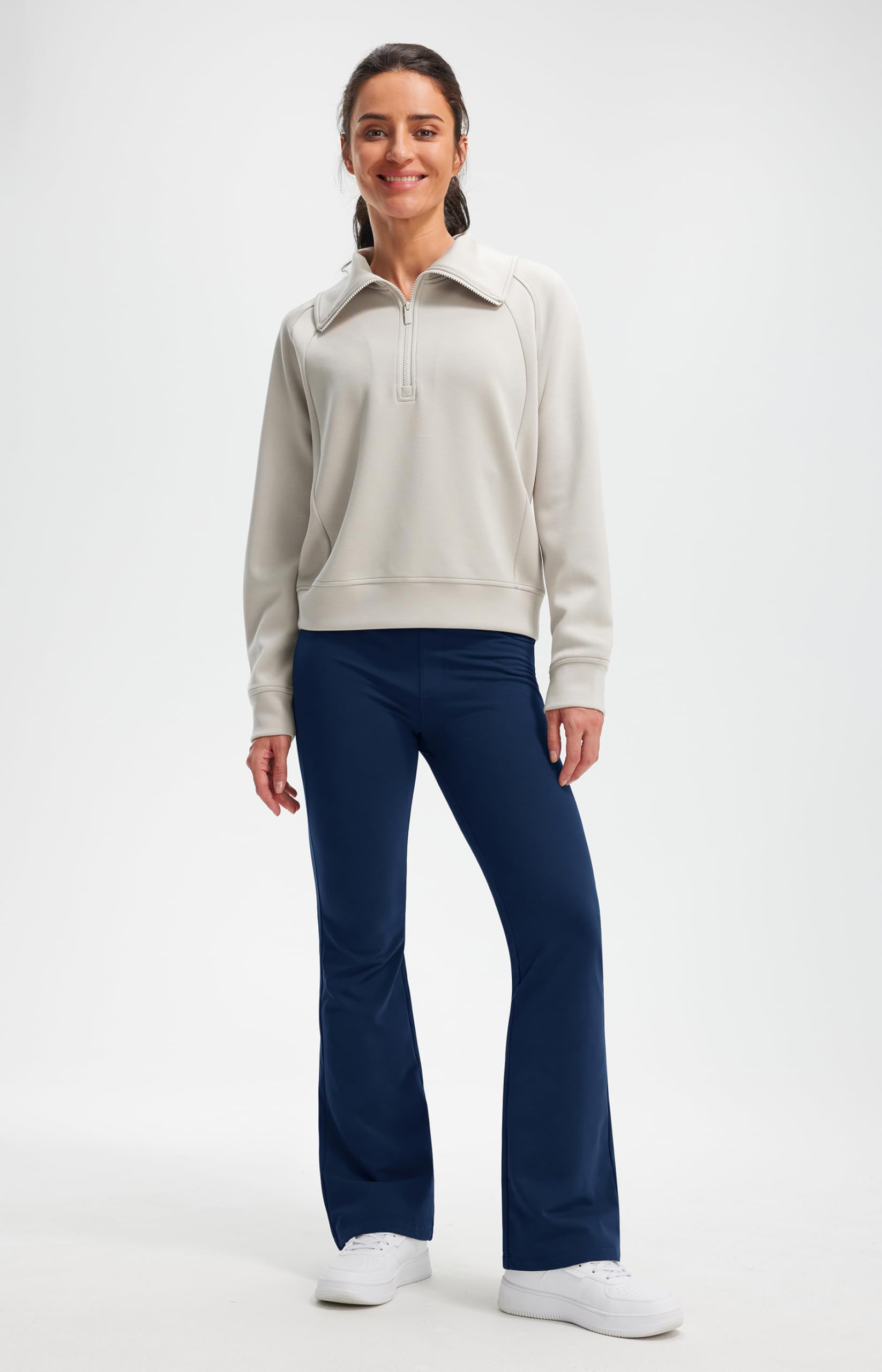 Libin Leggings Termici da Donna con Flared Pantaloni Invernali in Pile Vita Alta Impermeabili da Yoga Trekking con tasch