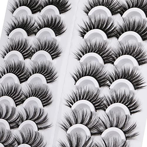 Dramatic False Eyelashes Fluffy 3D Long Faux Mink Lashes 18 Pairs 3 Styles Mixed Thick Volume Fake Lash Wispy Crossed Strip Lashes Pack by Mavphnee