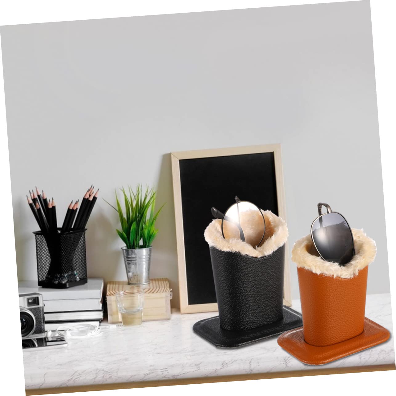 CALLARON 4pezzi Espositore per Occhiali con Base Antiscivolo Portaocchiali Decorativo Giallo e Nero per Casa e Ufficio Design Elegante e Pratico