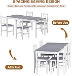 Soges 4.7.2"*23,6" Ensemble de table à manger, 5Pcs Ensemble de table de cuisine avec chiars pour 4, Table à manger en bois de pin avec 4 Chaises pour salle à manger de cuisine,Grey&White