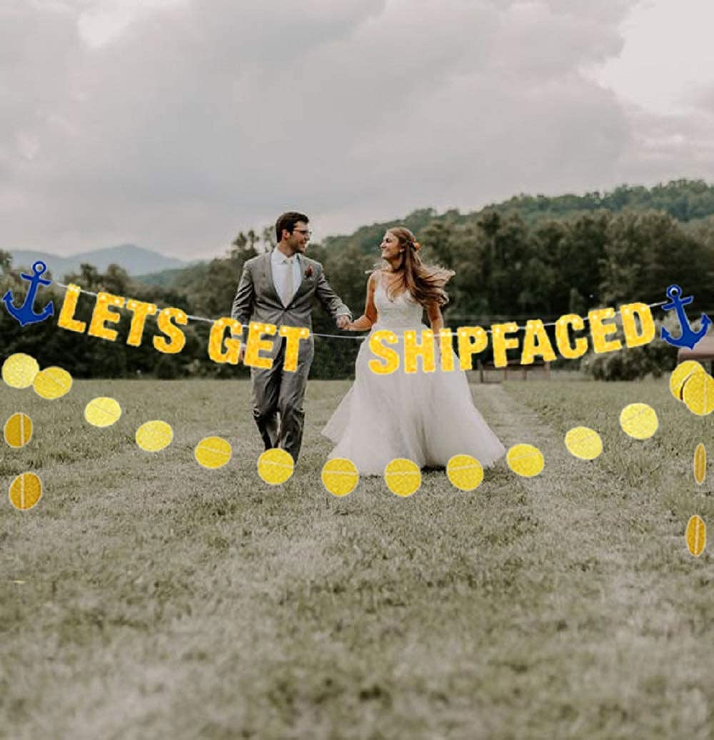 LaVenty Let's Get Ship Faced Bachelorette Boat Party Decor Nautical Bride Banner