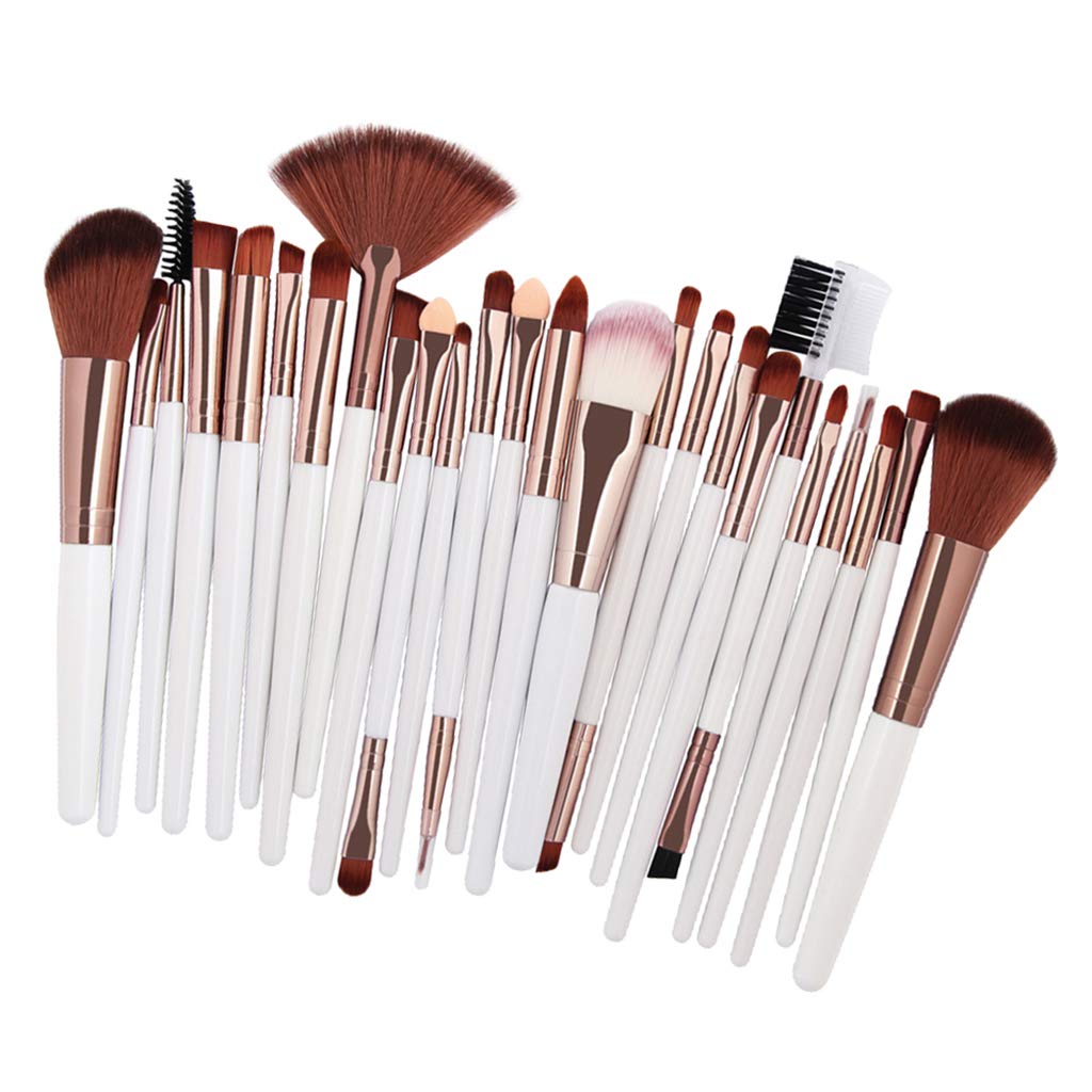 Make-up-Pinsel-Set für Foundation, Puder, Concealer, Mischen, weißer Kaffee, 25 Stück