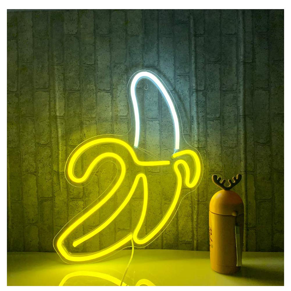 DSDFSD LED USB Neon Pink Banana Wall Sign for Cool Light