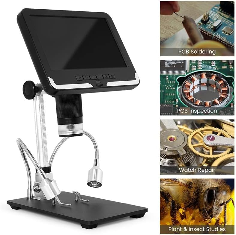 AD206 HD2のデジタル顕微鏡 導いた塗りつぶしと7 '' LCD.画面2mp 200倍拡大鏡 【調整可能】 顕