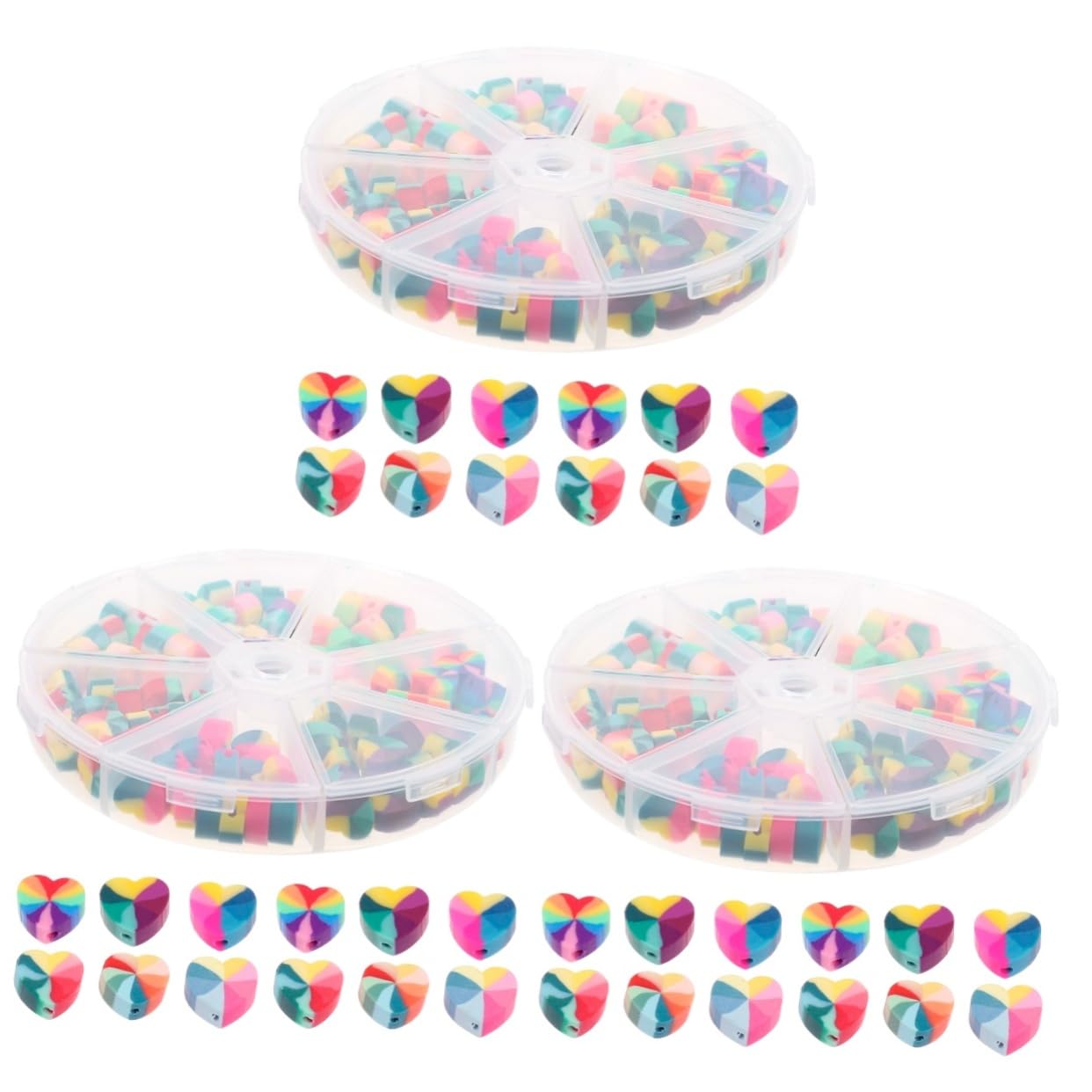 Uonlytech 100pezzi Perline Forma Cuore Argilla Polimerica Da Distanziatori Colorati Per Braccialetti e Gioielli Fai Da Te Per Collane e Lavori Artigianali