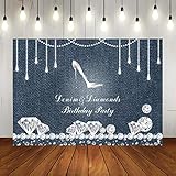 Denim and Diamonds Theme Party Backdrop 30th 40th 50th 60th 70th Photo Booth Backdrop 7x5ft High Heel Elegant Women Party Banne
