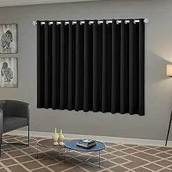 Cortina Blackout/Blecaute Sala e Janela em Tecido 2,20m x 1,30m Ilhós Cromado Solaris - Preto