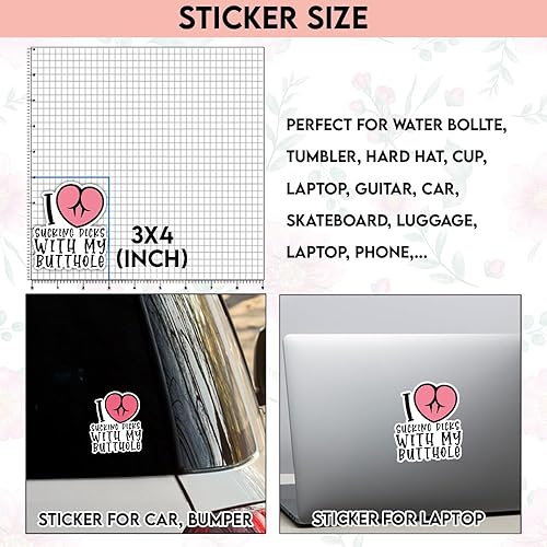 Miniatura 4 de TODOLIA (3 unidades) - Calcomanía con texto en inglés "I Love Sucking Dicks with My Butthole" divertida para adultos, calcomanía de humor para