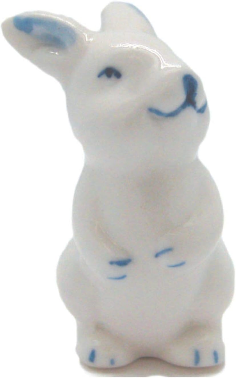 Amazon.com: XIUWOUG Ceramic Rabbit Decor Blue and White Porcelain ...