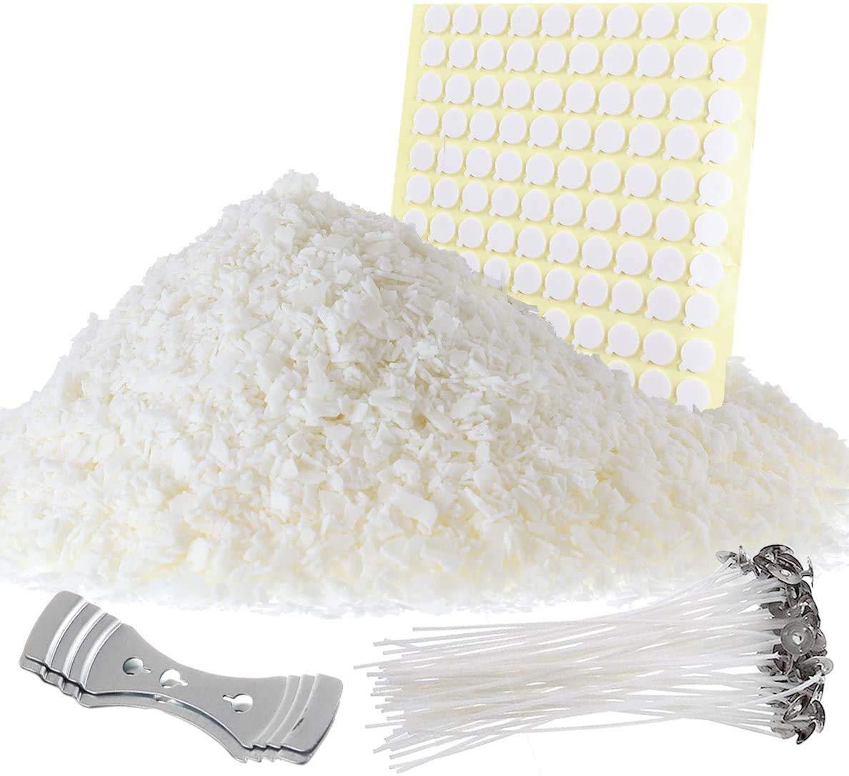 Etienne Alair Natürliches Sojawachs-Set – Beinhaltet: 4,5 kg Soja-Kerzenwachsflocken, 100 Baumwolldochte, 2 Dochthalter.