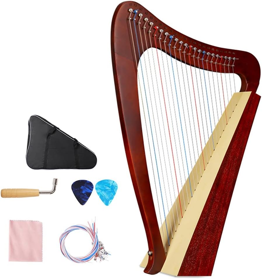 Amazon.com: Lyre Harp, 23 String Lyre Harp Mahogany Musical Instrument ...