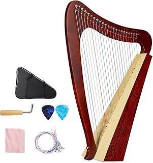 Lyre Harp, 23 String Lyre Harp Mahogany Musical Instrument for Adult Kids Beginner with Tuning Tool and Black Storage Bag