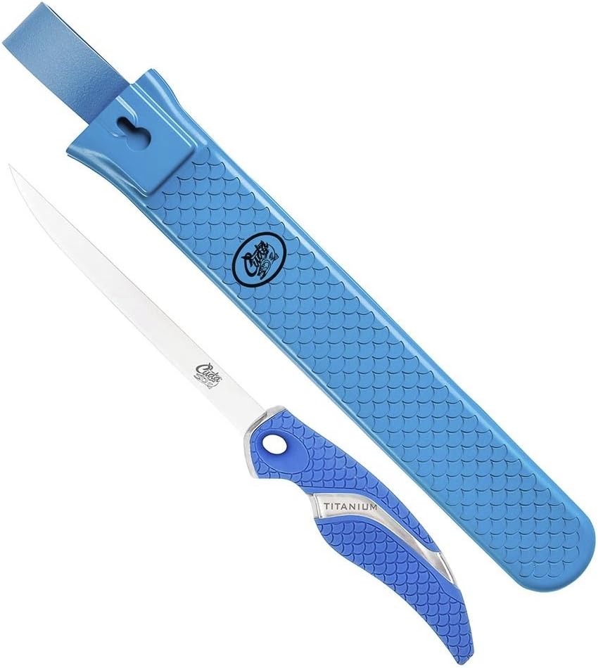 6" Fillet Flex #18870 Titanium Bonded Corrosion Resistant Stainless Steel Blade Fish Knife with Flex Edge & Non-Slip Grip | Sheath Included | for Freshwater & Saltwater Use