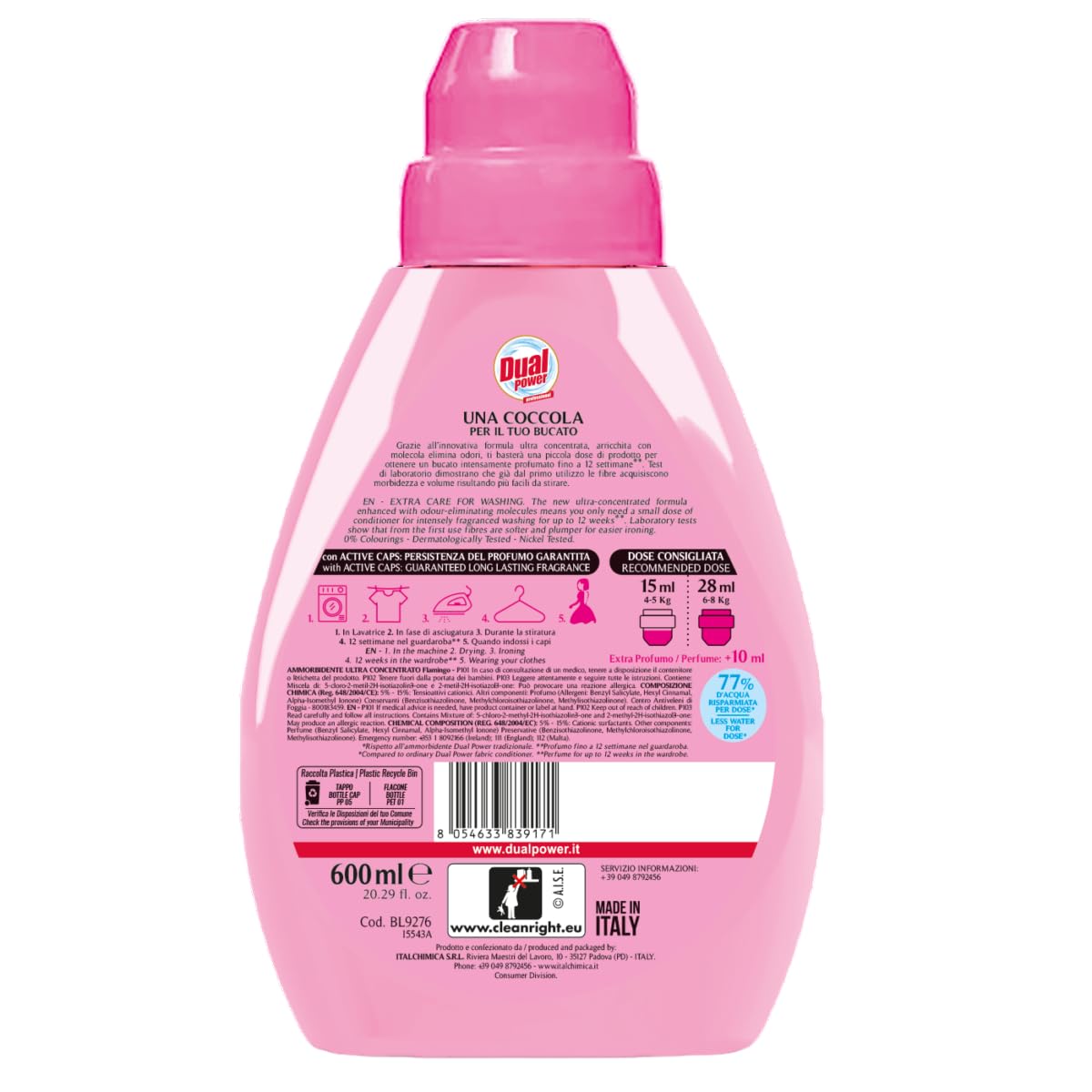 Duel Ammorbidente Concentrato, ammorbidente ultra concentrato, 40 lavaggi, 600 ml + portachiavi Beni Culinari