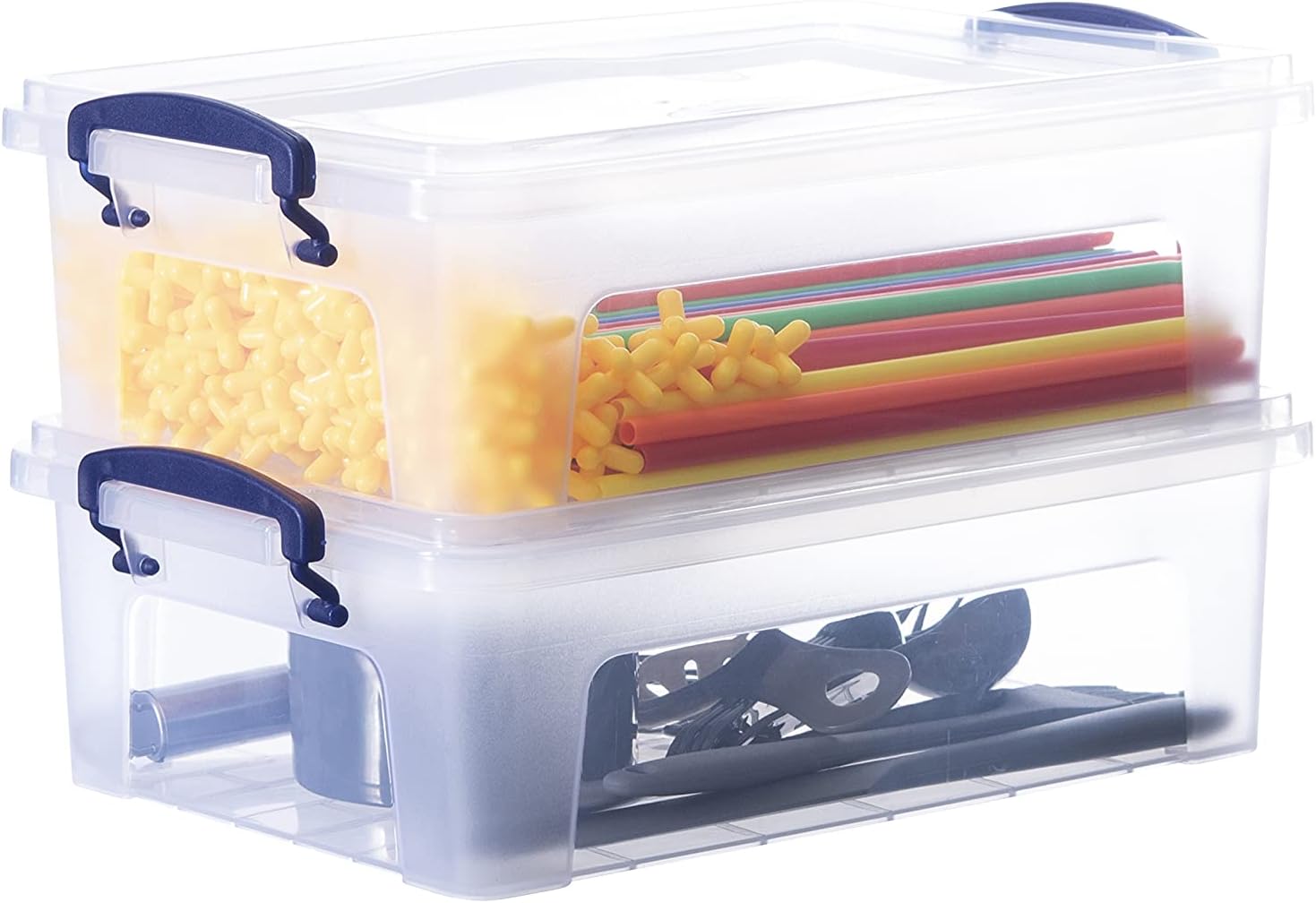 Superio Storage Bins with Lids, Clear Plastic Containers for Organizing, Stackable Totes, BPA Free, Odor Free, Organizer Boxes for Home, and Dorm (2 Pack, 4 Qt)